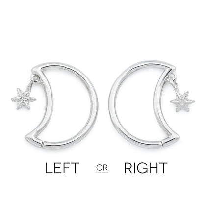 16g Winter Crescent Moon Bendable Ear Jewelry with Snowflake Dangle — Price Per 1