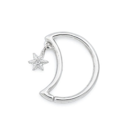 16g Winter Crescent Moon Bendable Ear Jewelry with Snowflake Dangle — Price Per 1 - Monster Steel