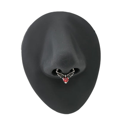 16g Fairy Wings Heart Steel Septum Clicker — Hinged Clicker Mechanism