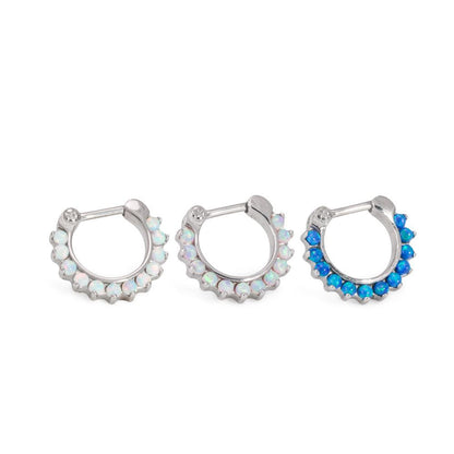 6g Steel Septum Clicker with Dark Lapis Opals