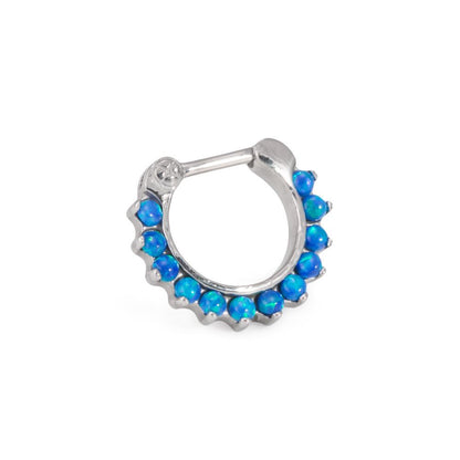 6g Steel Septum Clicker with Pink Opals