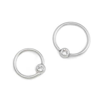 Steel Crystal Jewel Fixed Bead Ring