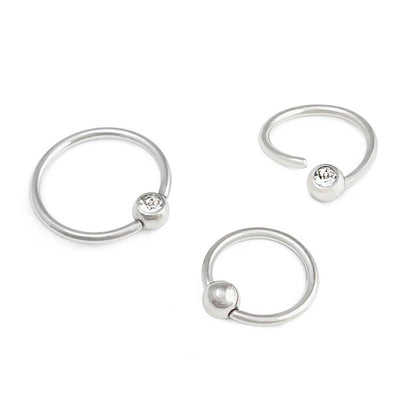 Steel Crystal Jewel Fixed Bead Ring — Alternate View