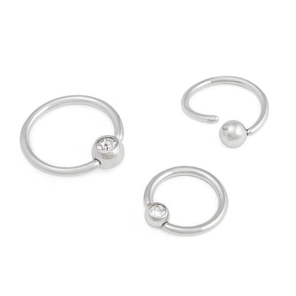 Annealed Steel Crystal Jewel Captive Ring — Alternate View