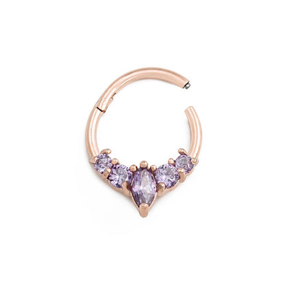 PVD Rose Gold Purple Jeweled Clicker Ring