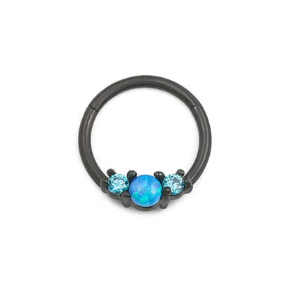 16g 3/8” PVD Black Opalescent Clicker Ring — Price Per 1 - Monster Steel
