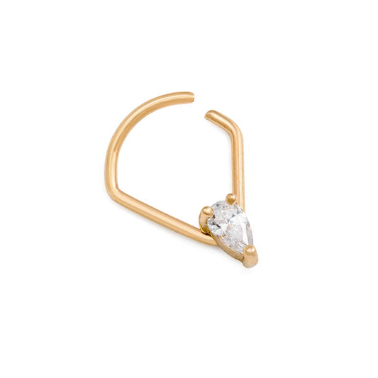 18g PVD Gold Teardrop Crystal Bendable Ring (Thumbnail)