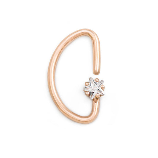 16g PVD Rose Gold Crystal Star Bendable D-Ring — Price Per 1 - Monster Steel
