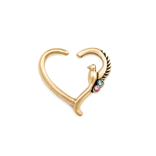 16g PVD Gold Kingly Dove Bendable Heart Ear Jewelry — Price Per 1 - Monster Steel