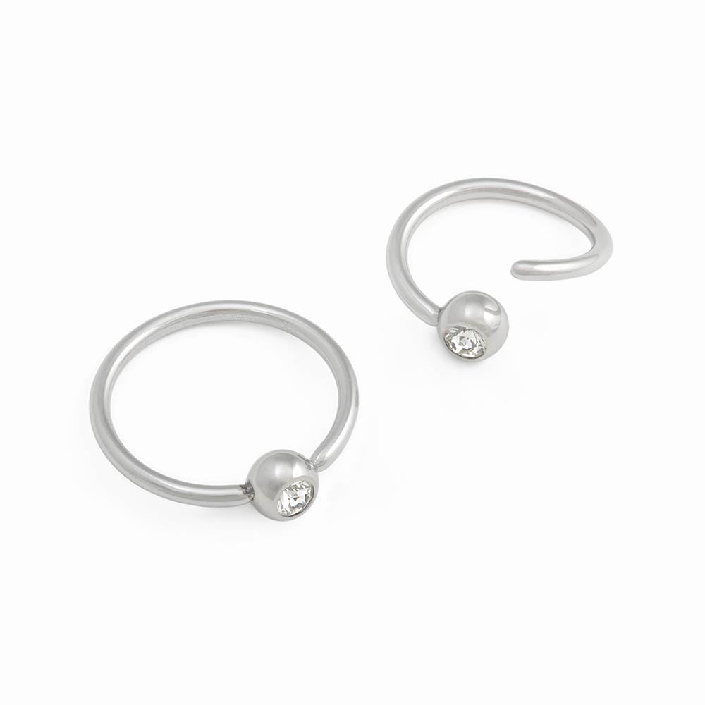 Steel Bead Rings 18g Downward Crystal Jewel Steel Fixed Bead Ring — Price Per 1 ...