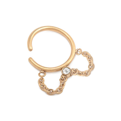 Bezel-Set Crystal Dangle PVD Gold Bendable Septum Ring (Thumbnail)