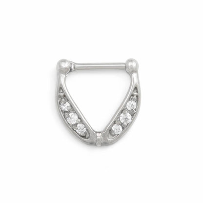 16g Crystal Nimbus V-Shaped Septum Clicker — Price Per 1 - Monster Steel