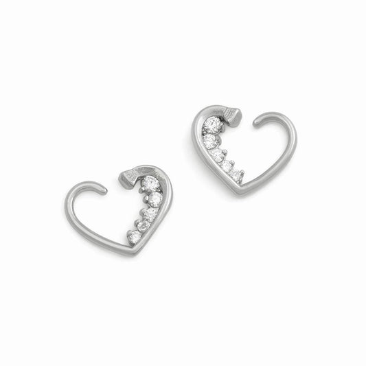 16g Descending Crystal Jewels Heart Ear Jewelry — Price Per 2 - Monster Steel