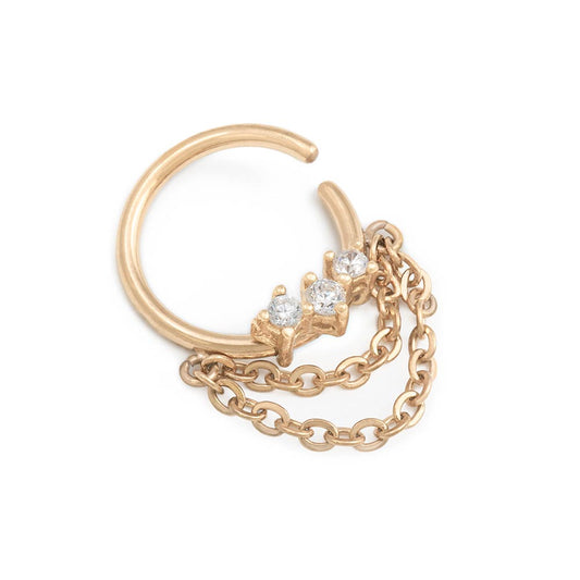16g Crystal Trinity Dangle Bendable Septum Ring — Price Per 1 - Monster Steel
