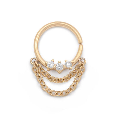 16g Crystal Trinity Dangle Bendable Septum Ring — Price Per 1 - Monster Steel