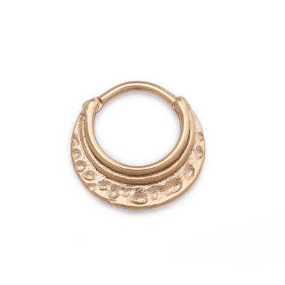 16g PVD Gold Hammered Steel Septum Clicker - Monster Steel