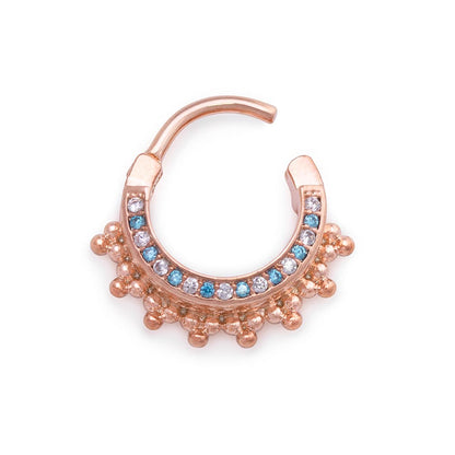 16g PVD Rose Gold Aqua Jeweled Majesty Septum Clicker (main)