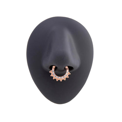 16g PVD Rose Gold Aqua Jeweled Majesty Septum Clicker (open)