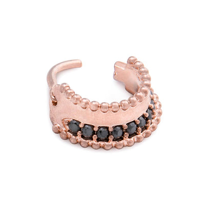 16g PVD Rose Gold Black Jeweled Prominence Septum Clicker (Modelled)