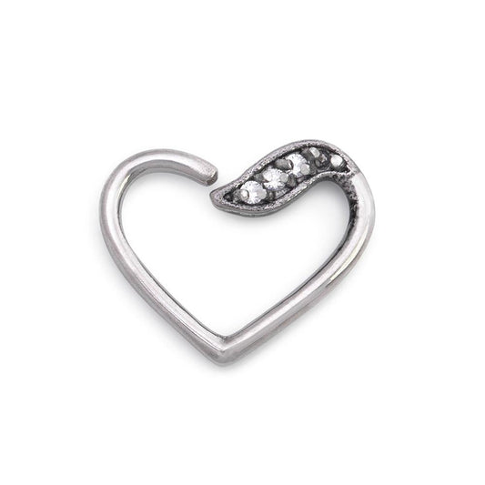 16g Crystal Leaf Bendable Heart  Ear Jewelry — Price Per 2 - Monster Steel