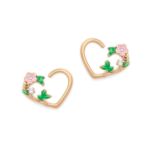 16g Floral Vine PVD Gold Bendable Heart Ear Jewelry — Price Per 2 - Monster Steel