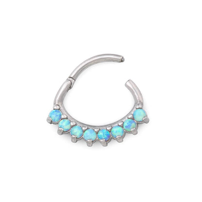 16g Opal Oval Fan Steel Septum Clicker - Monster Steel