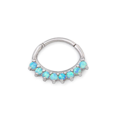 16g Opal Oval Fan Steel Septum Clicker (Closed)