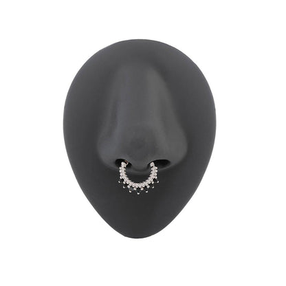 16g Rhodium Plated Black Jeweled Bijoux Steel Septum Clicker - Monster Steel