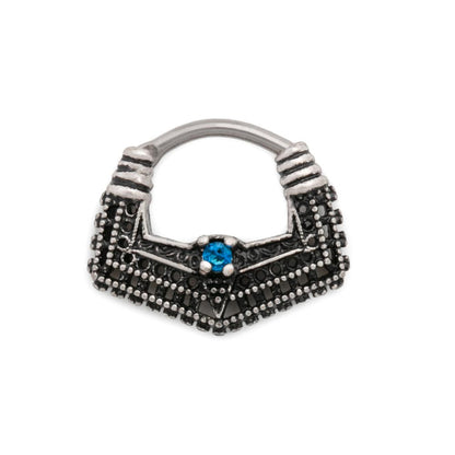 16g Egyptian Blue Jewel Wing Septum Clicker - Monster Steel