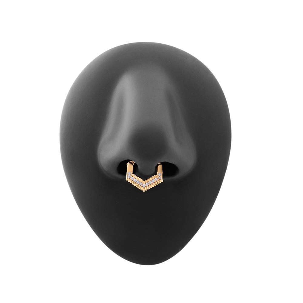 16g PVD Gold Chevron Crystal Septum Clicker – Monster Steel