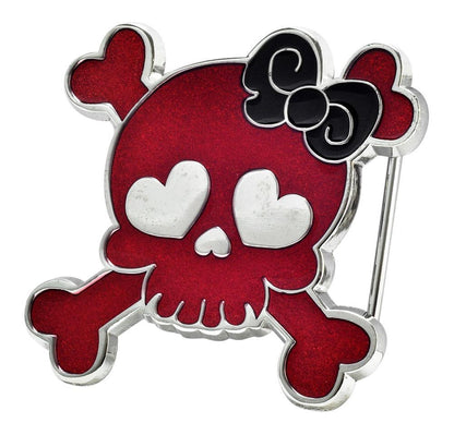 Women's Skull Crossbones Bow Skeleton Belt Buckle - Monster Steel