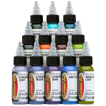 Eternal Tattoo Ink - Frank La Natra Atmospheric Landscapes Set of 12 - 1oz Bottles - Monster Steel