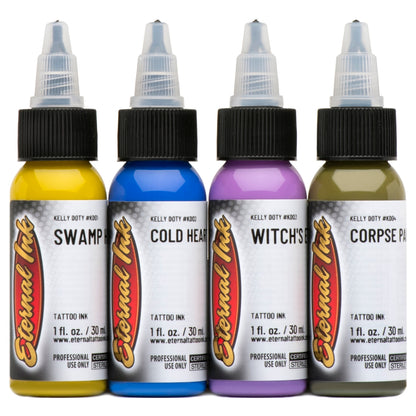 Eternal Tattoo Ink - Kelly Doty Resurrection Ink Set of 4 — 1oz Bottles - Monster Steel