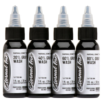 Eternal Tattoo Ink - Marshall Bennett Signature 4oz Gray Wash Set - Monster Steel