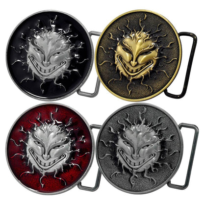 Unisex Flaming Sun Solar Flare Evil Grin Belt Buckle