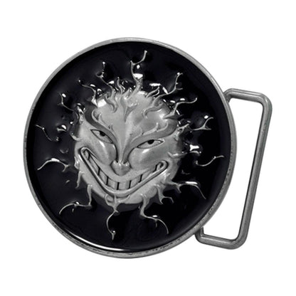 Unisex Flaming Sun Solar Flare Evil Grin Belt Buckle