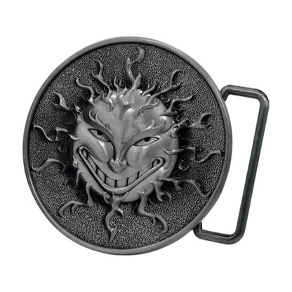 Unisex Flaming Sun Solar Flare Evil Grin Belt Buckle