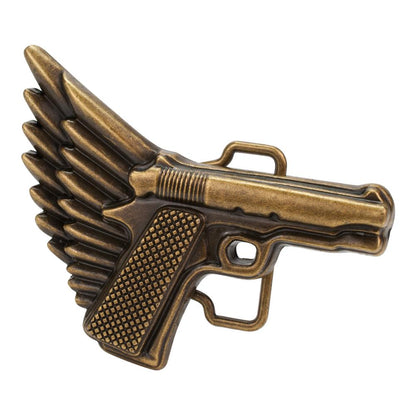Unisex Winged Gun Flying Pistol Belt Buckle - Monster Steel
