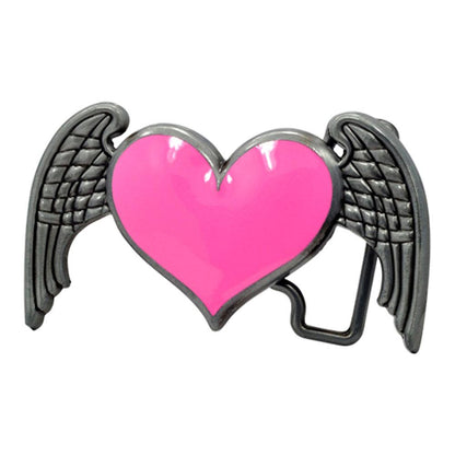 Womens Heart Wings Angel Belt Buckle Dark Brushed Metal - Monster Steel