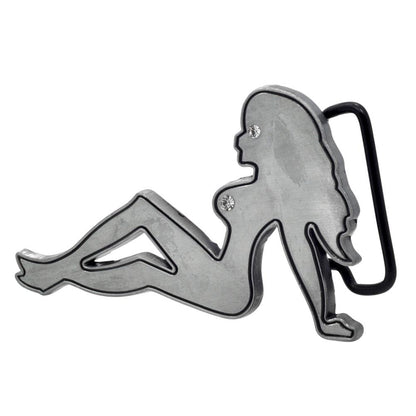 Enamel CZ Studded Mudflap Girl Belt Buckle Mud Flap - Monster Steel