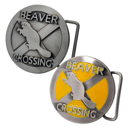 Mens Beaver Crossing Funny Humor Animal Belt Buckle - Monster Steel