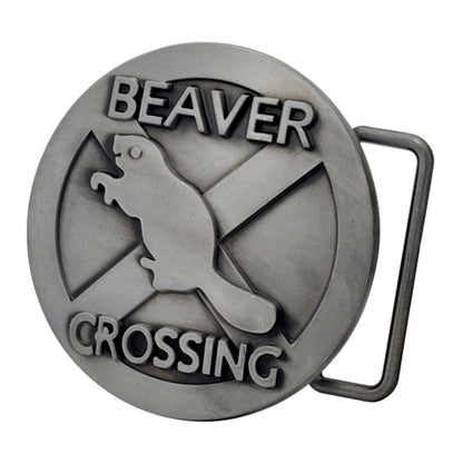 Mens Beaver Crossing Funny Humor Animal Belt Buckle - Monster Steel