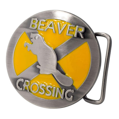 Mens Beaver Crossing Funny Humor Animal Belt Buckle - Monster Steel