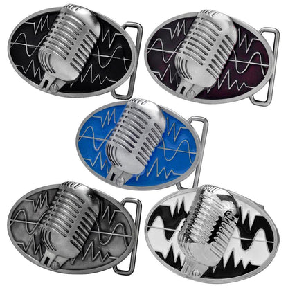 Unisex Retro Vintage Microphone Sound Wave Belt Buckle - Monster Steel