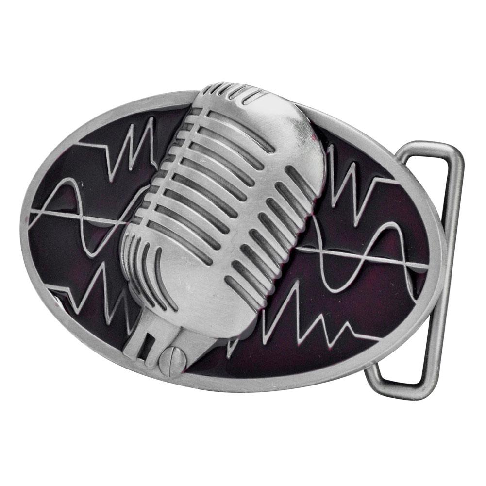 Unisex Retro Vintage Microphone Sound Wave Belt Buckle