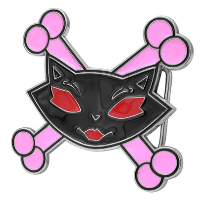 Womens Vixen Sassy Cat Kitty Crossbones Cartoon Belt Buckle - Monster Steel