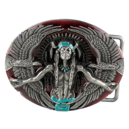 Unisex Native American Indian Medicine Man Sparrow Belt Buckle - Monster Steel