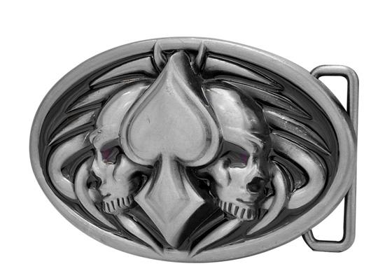 Skulls with Spade Biker Stainless Steel Belt Buckle