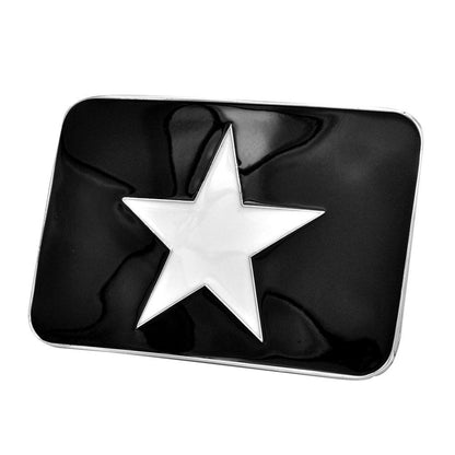Womens Simple Lone Star Punk Rock Enamel Rounded Belt Buckle