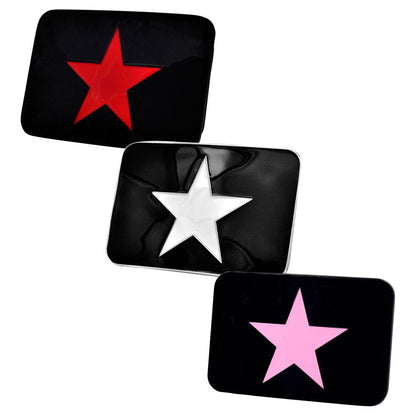 Womens Simple Lone Star Punk Rock Enamel Rounded Belt Buckle
